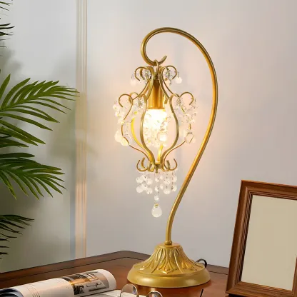 Geometric Gold LED Crystal Table Lamp for Bedroom Decor  Image - 2