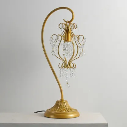 Geometric Gold LED Crystal Table Lamp for Bedroom Decor  Image - 7