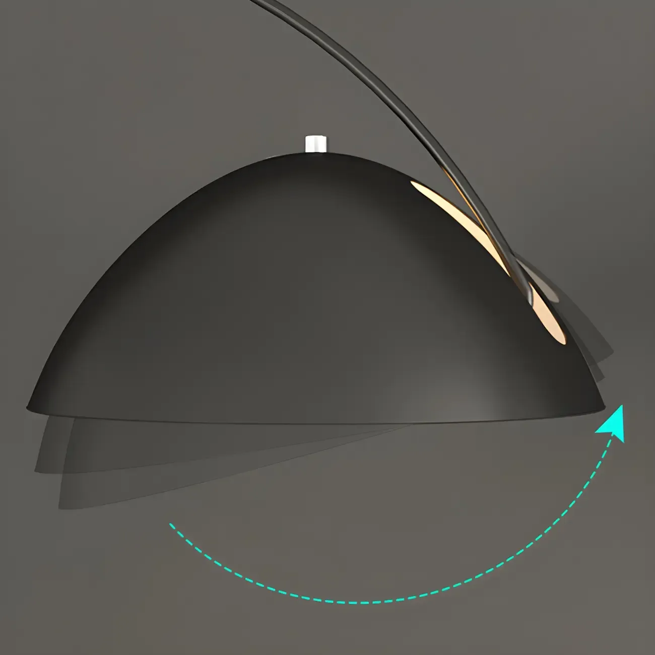 Black Adjustable Dome Shade Arc Metal Floor Lamp Image - 6