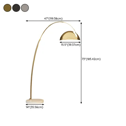 Black Adjustable Dome Shade Arc Metal Floor Lamp #size