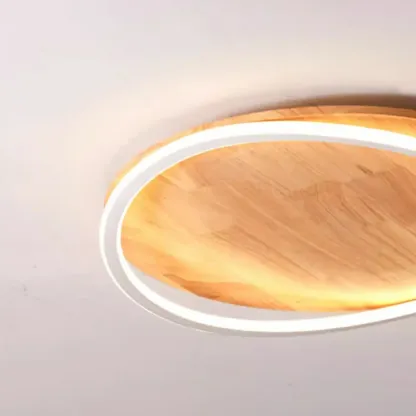 Modern Wood Flush Mount Ceiling Light for Bedroom Image - 8