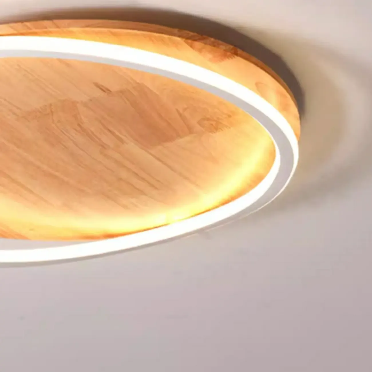 Modern Wood Flush Mount Ceiling Light for Bedroom Image - 6