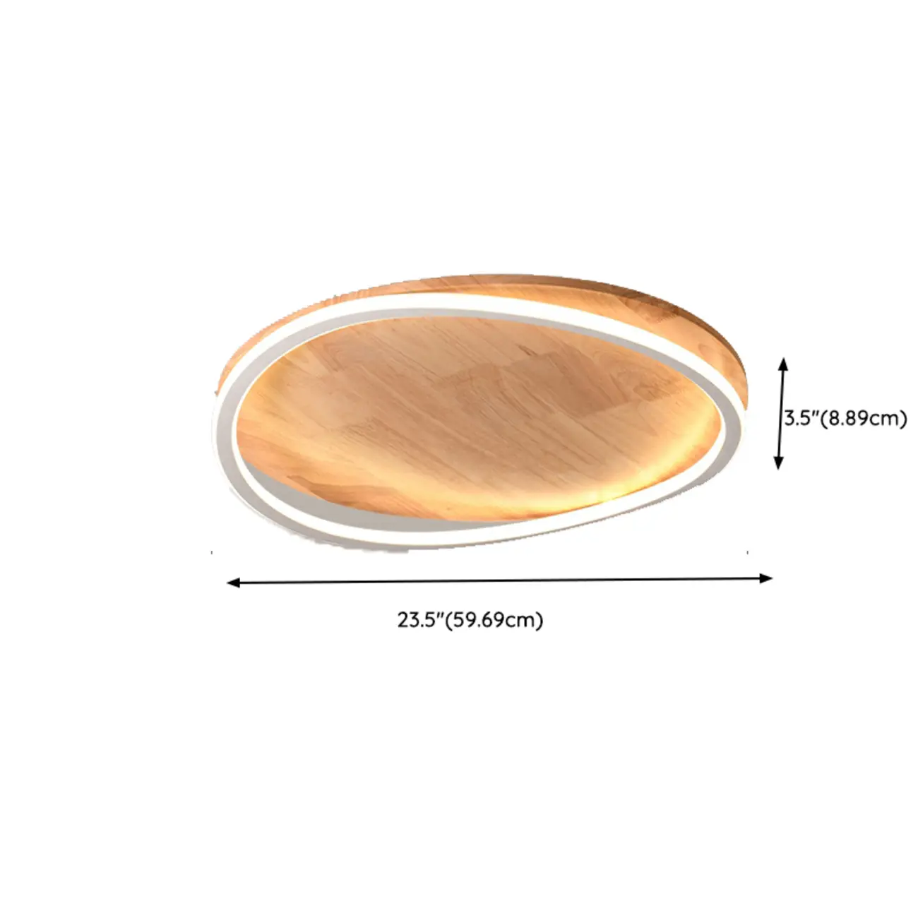 Nordic Natural Wood Round Flush Mount LED Ceiling Light #size