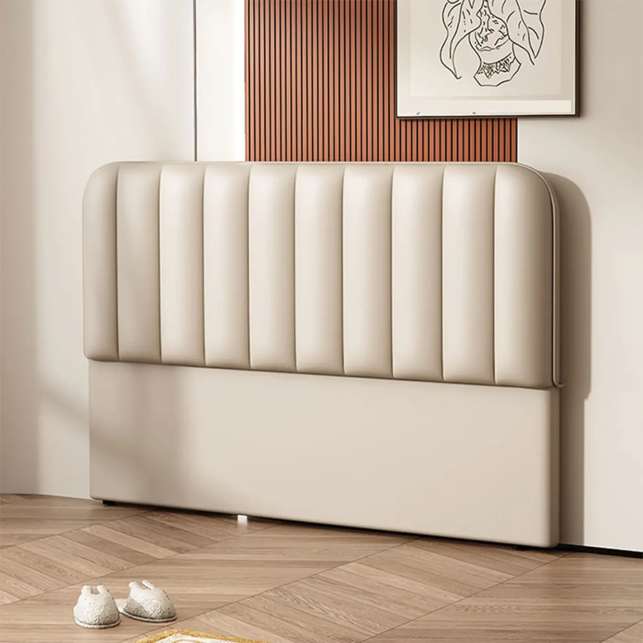 Luxurious Modern White Upholstered Headboard with Legs Image - 1 | homeyfad