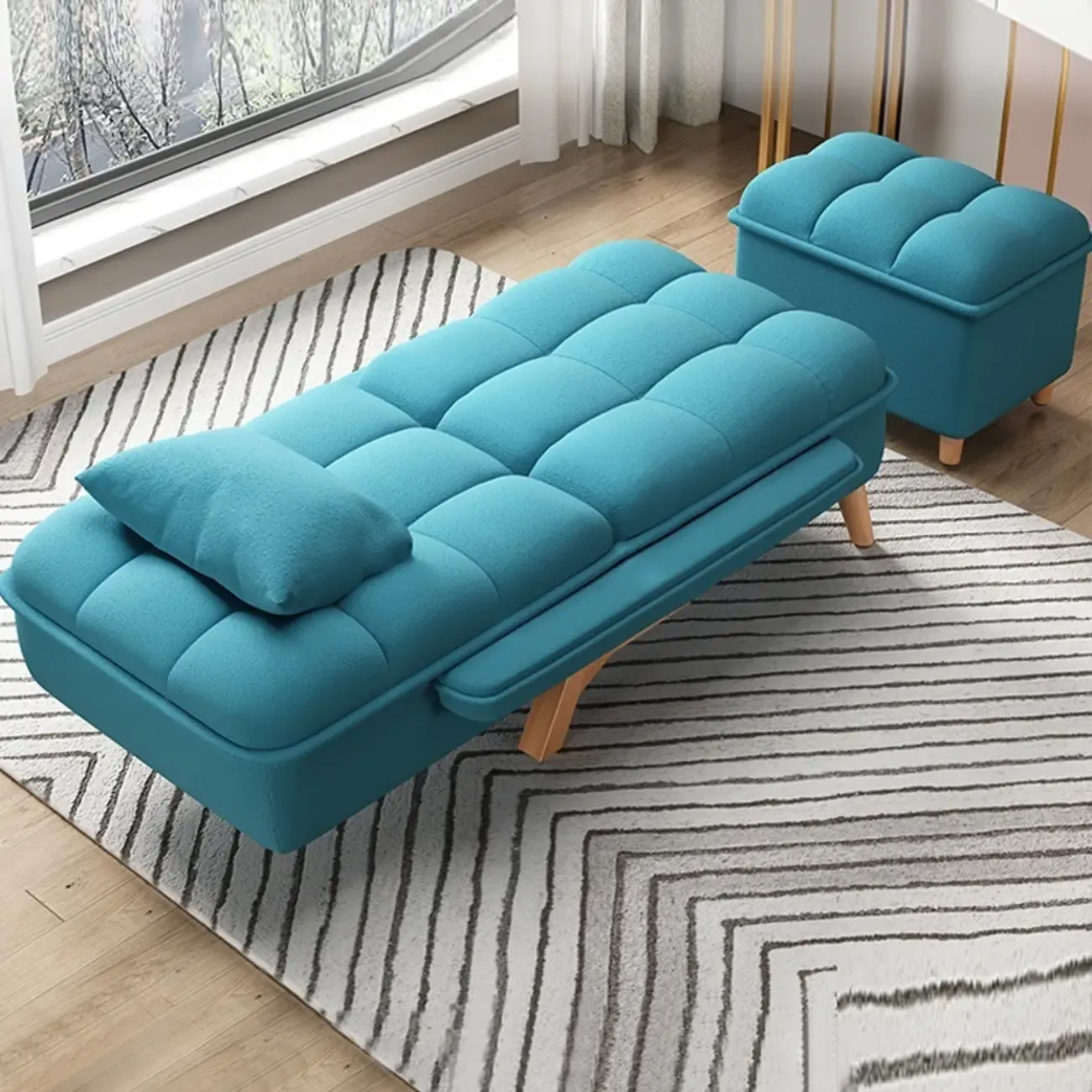 Stylish Fabric Accent Chair with Pillow Back for Living Room Image - 4