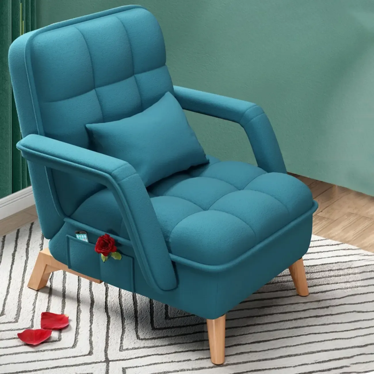 Stylish Fabric Accent Chair with Pillow Back for Living Room Image - 6