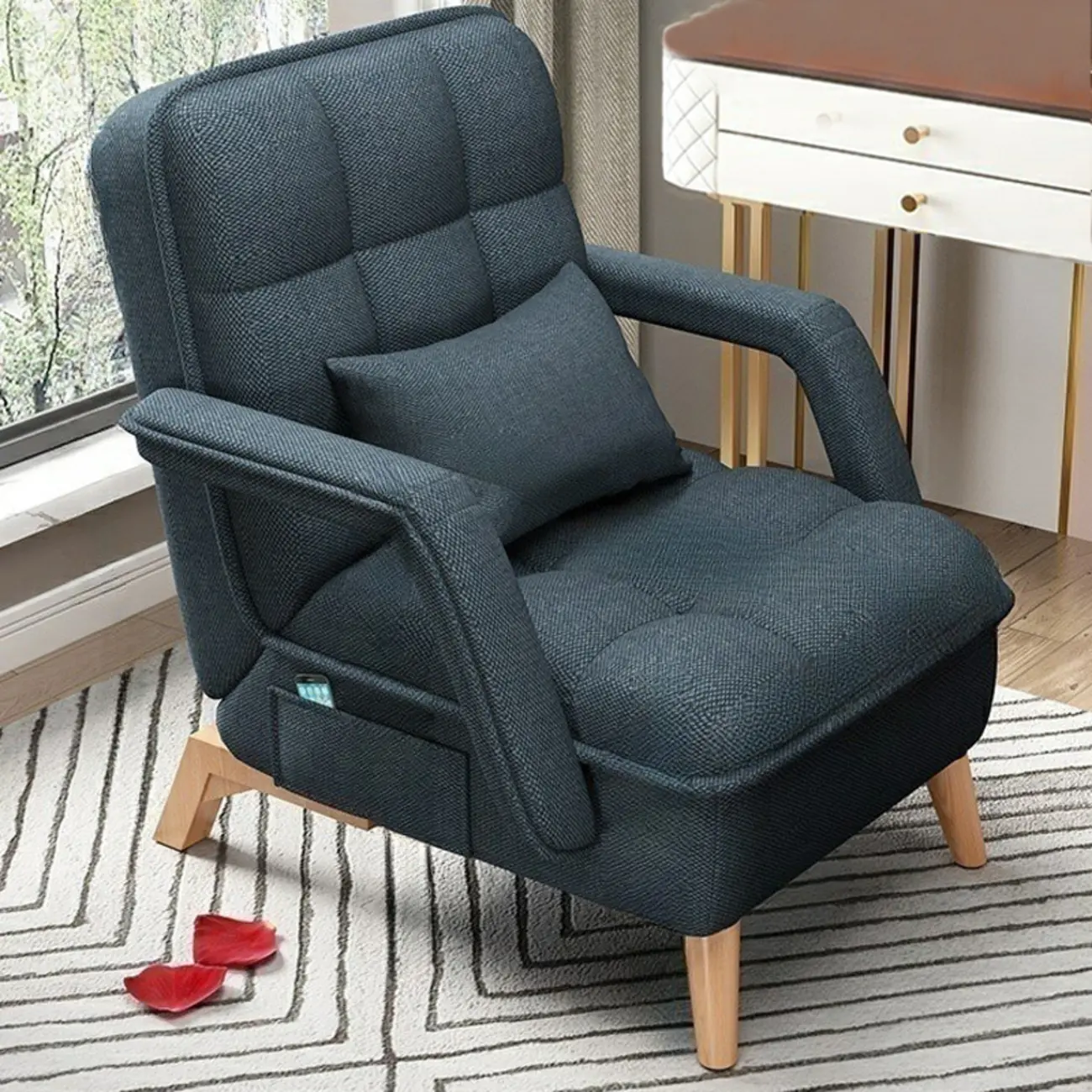 Stylish Fabric Accent Chair with Pillow Back for Living Room Image - 8 | homeyfad