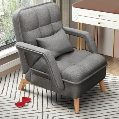 Stylish Fabric Accent Chair with Pillow Back for Living Room Image - 10