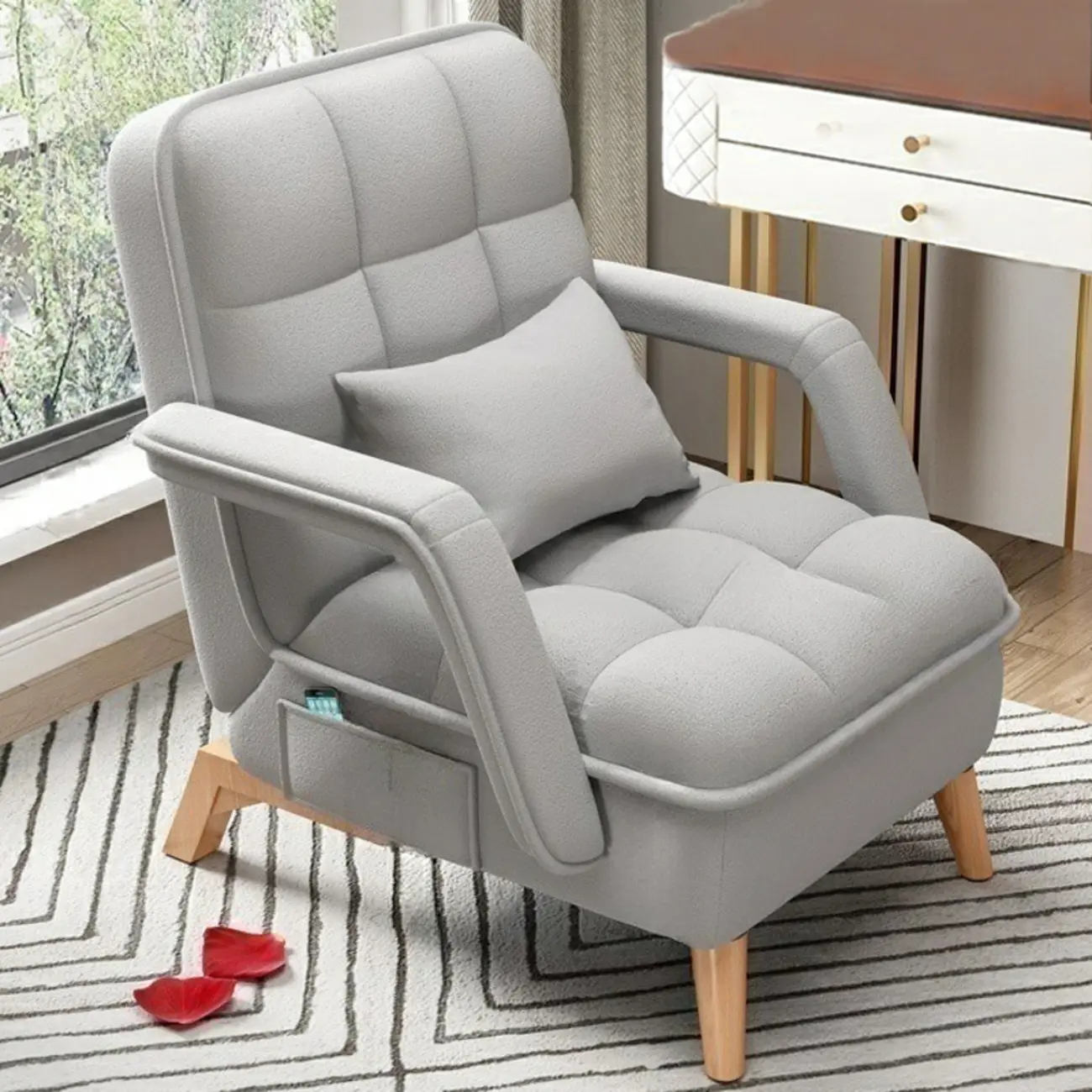 Stylish Fabric Accent Chair with Pillow Back for Living Room Image - 11 | homeyfad