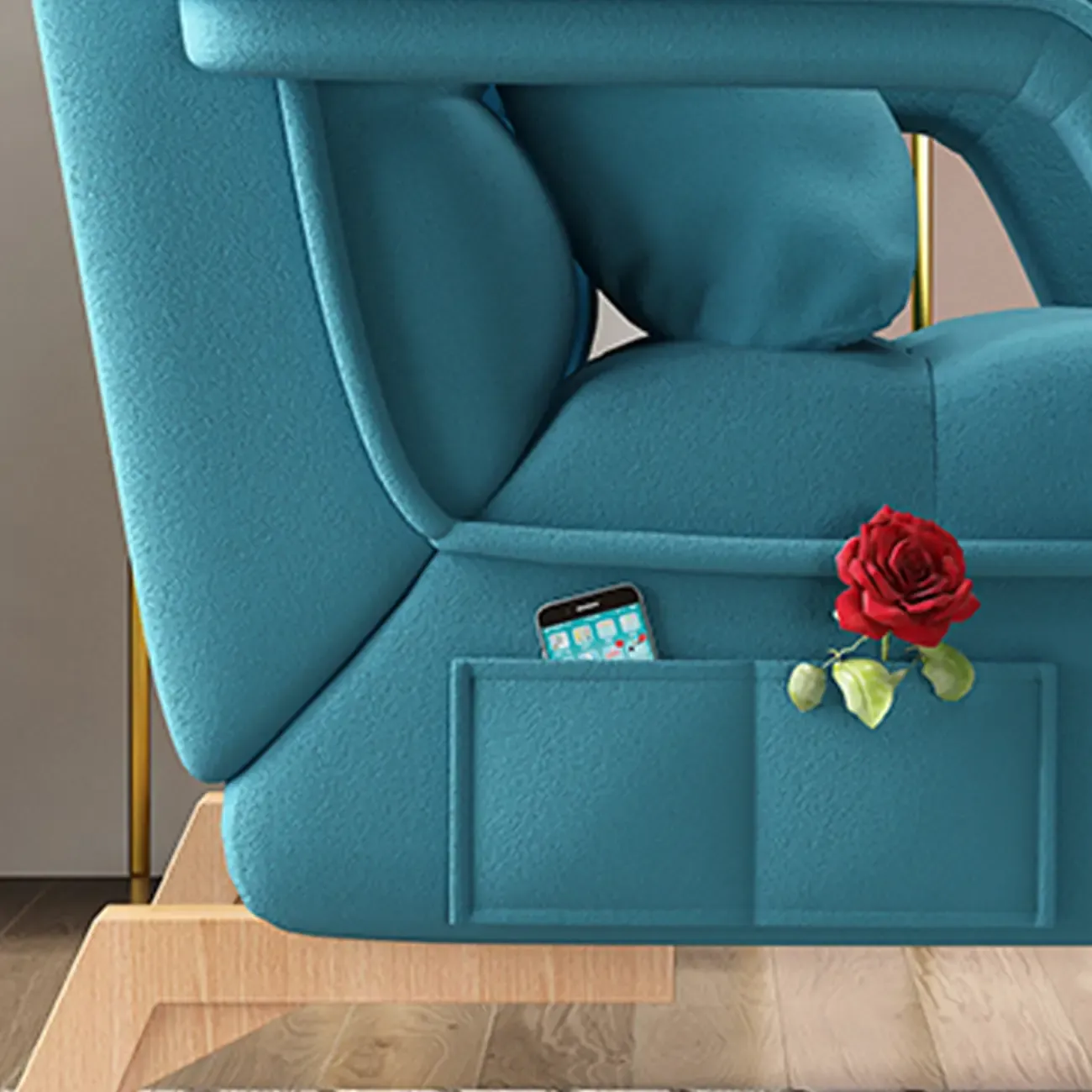 Stylish Fabric Accent Chair with Pillow Back for Living Room Image - 12