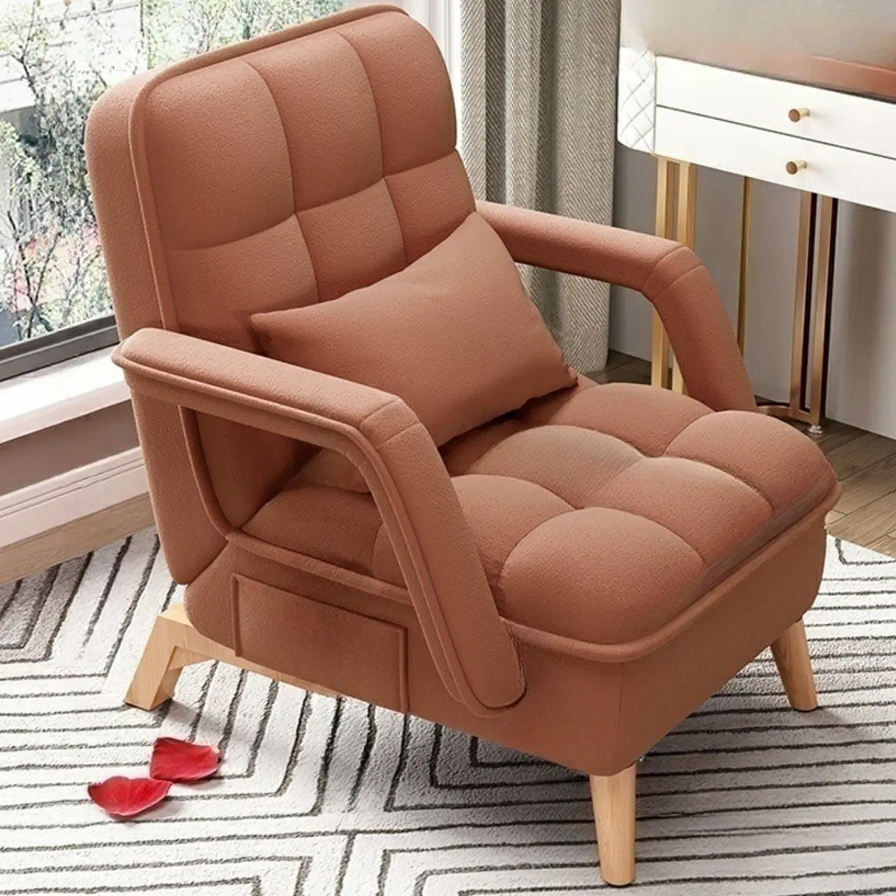 Stylish Fabric Accent Chair with Pillow Back for Living Room Image - 15 | homeyfad