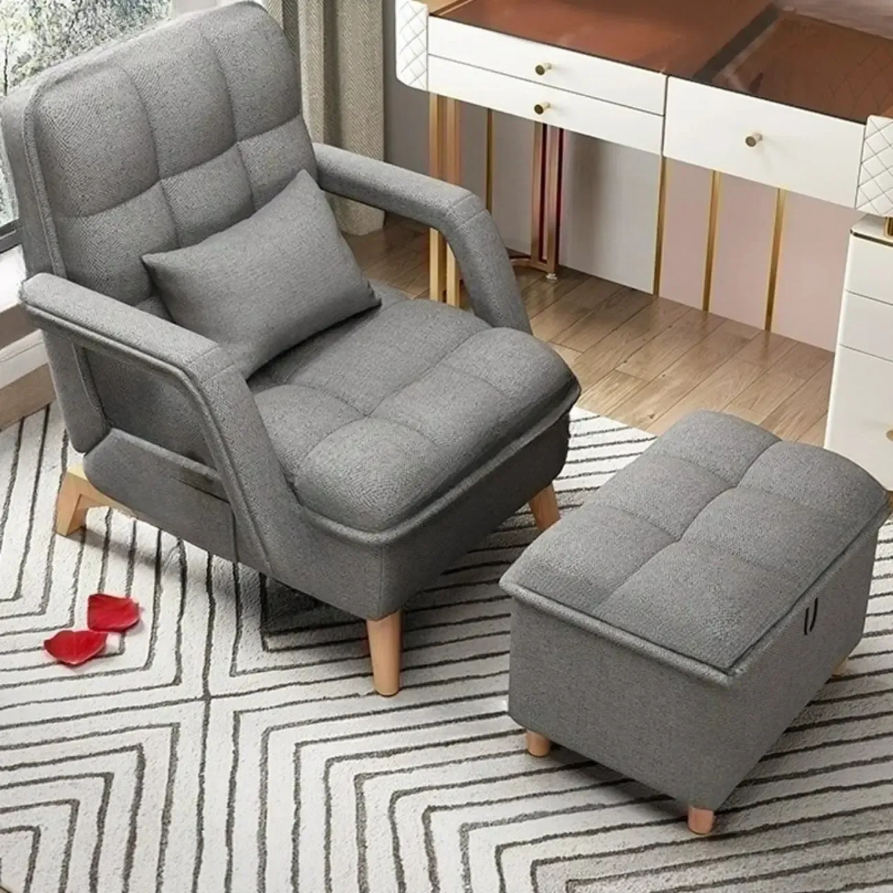 Stylish Fabric Accent Chair with Pillow Back for Living Room Image - 16