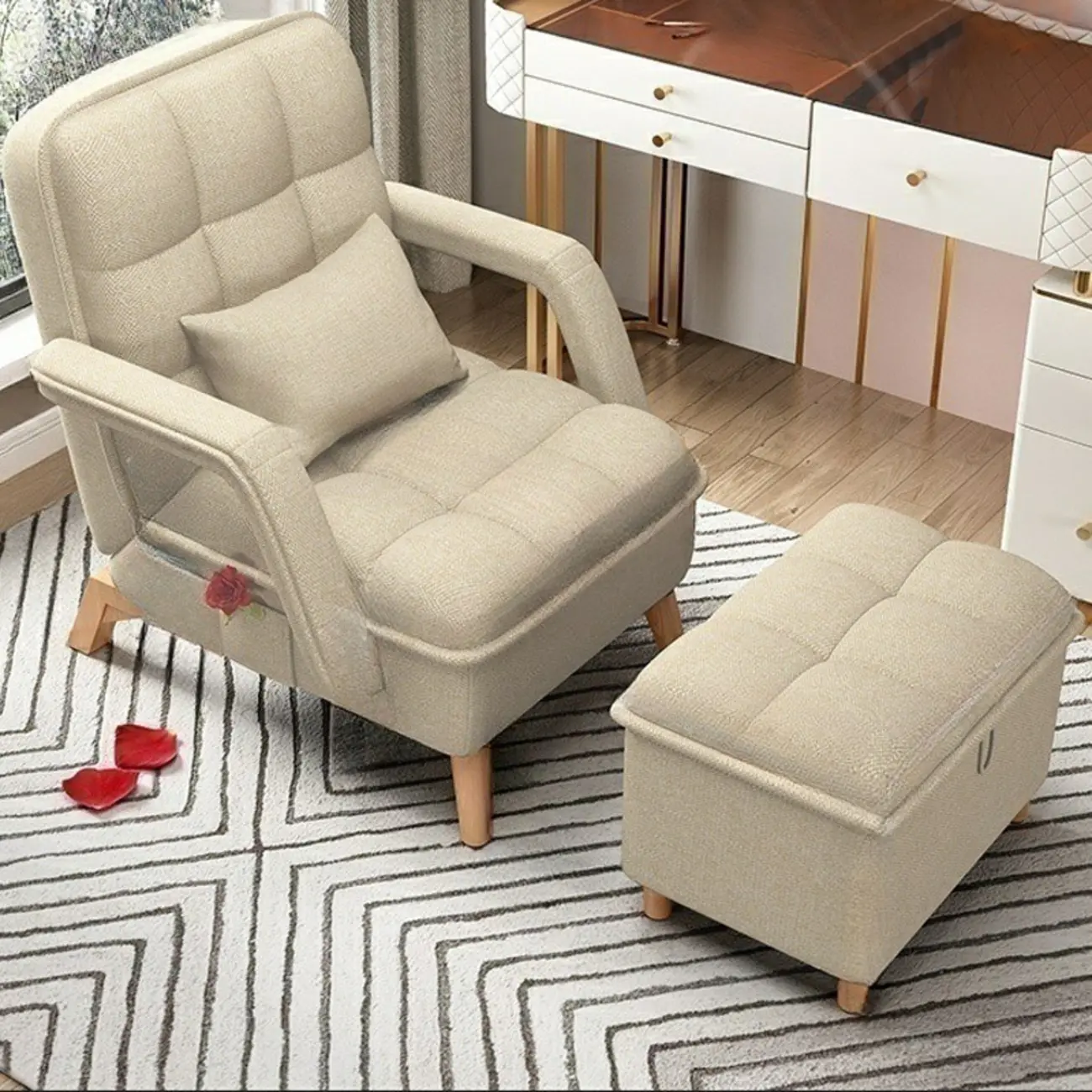 Stylish Fabric Accent Chair with Pillow Back for Living Room Image - 18 | homeyfad