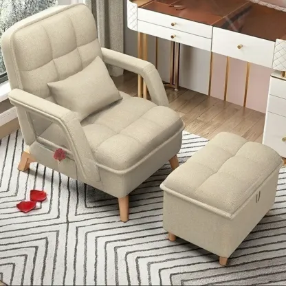 Stylish Fabric Accent Chair with Pillow Back for Living Room Image - 18