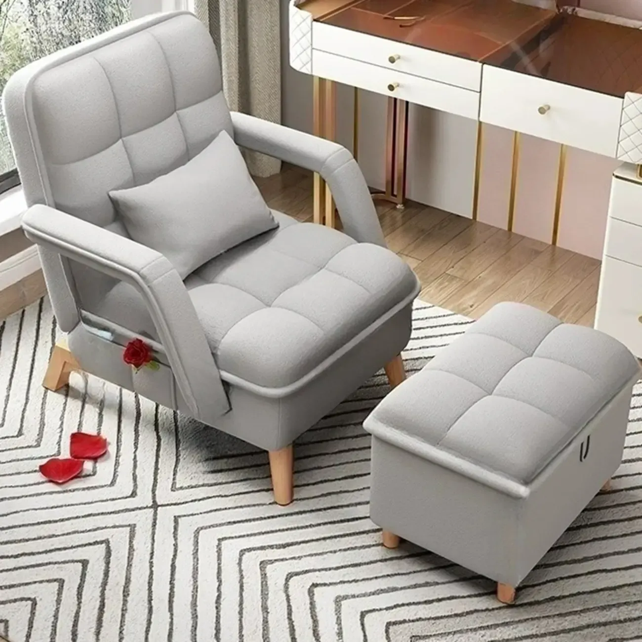 Stylish Fabric Accent Chair with Pillow Back for Living Room Image - 19