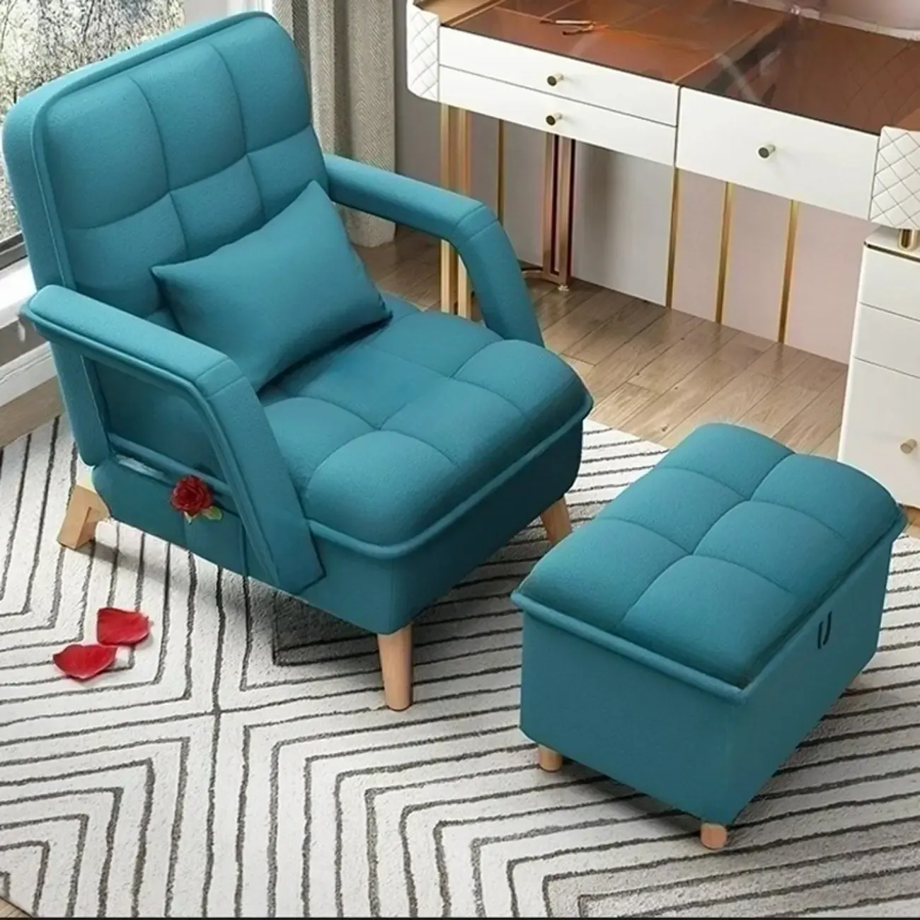 Stylish Fabric Accent Chair with Pillow Back for Living Room Image - 20