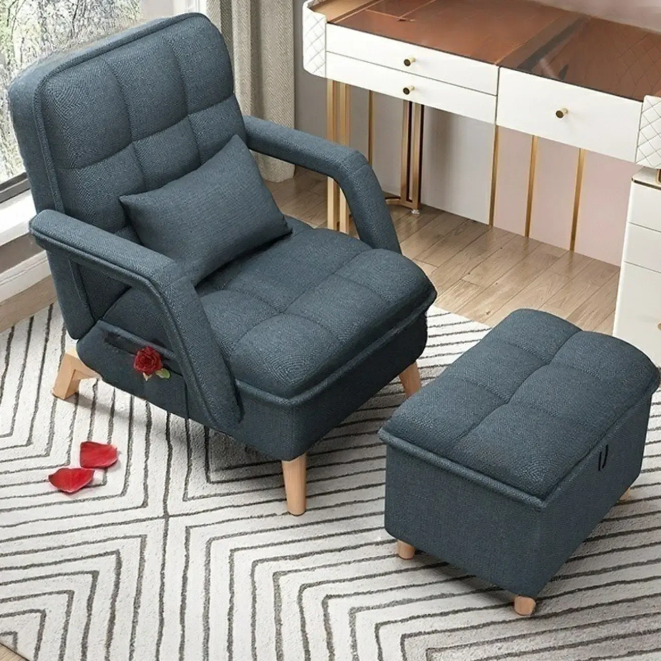 Stylish Fabric Accent Chair with Pillow Back for Living Room Image - 21