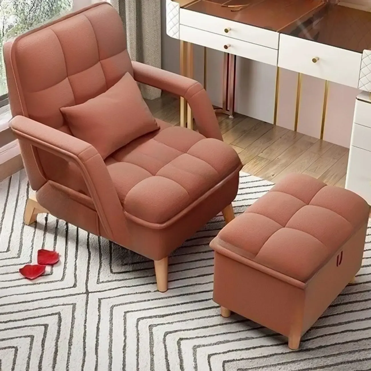 Stylish Fabric Accent Chair with Pillow Back for Living Room Image - 22