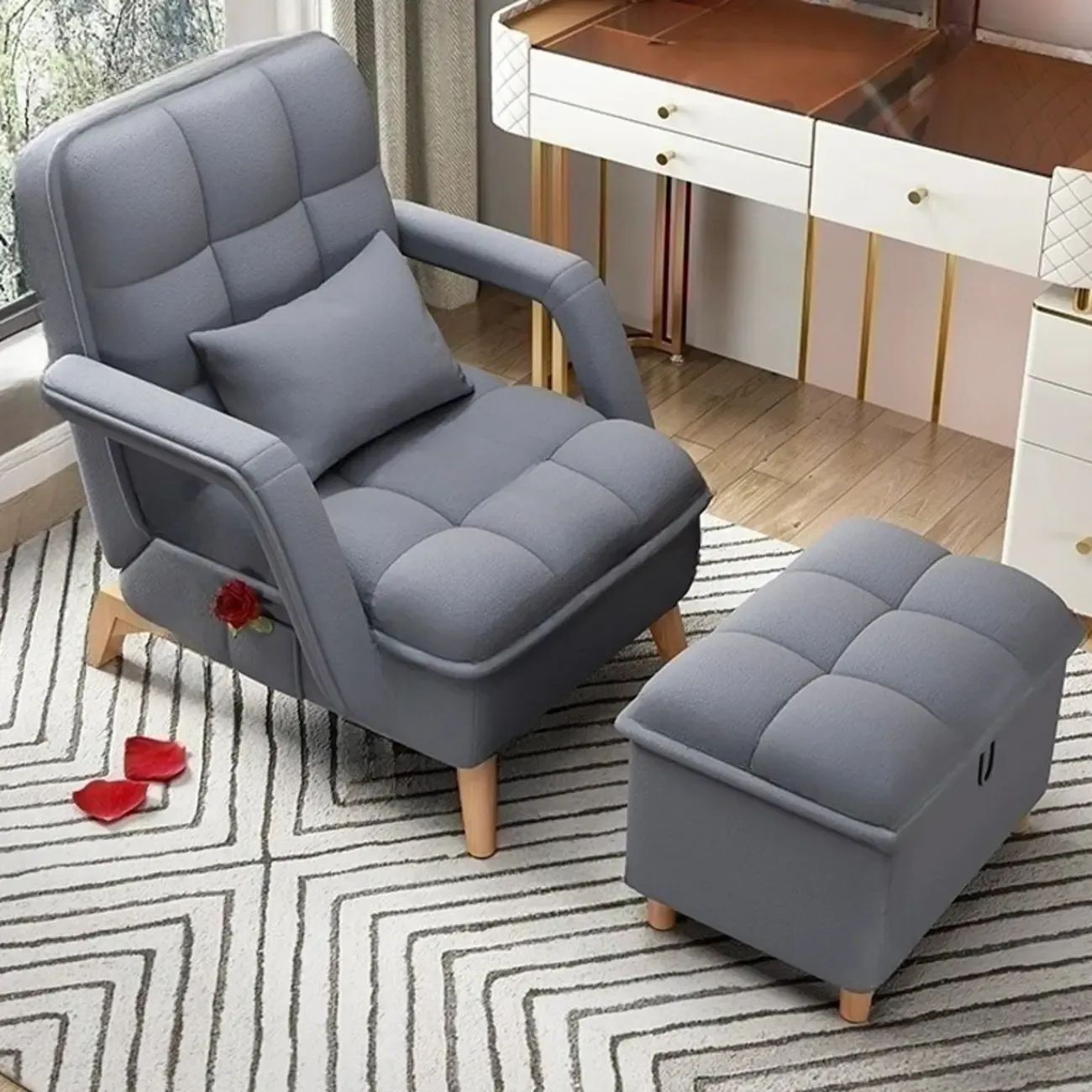 Stylish Fabric Accent Chair with Pillow Back for Living Room Image - 23