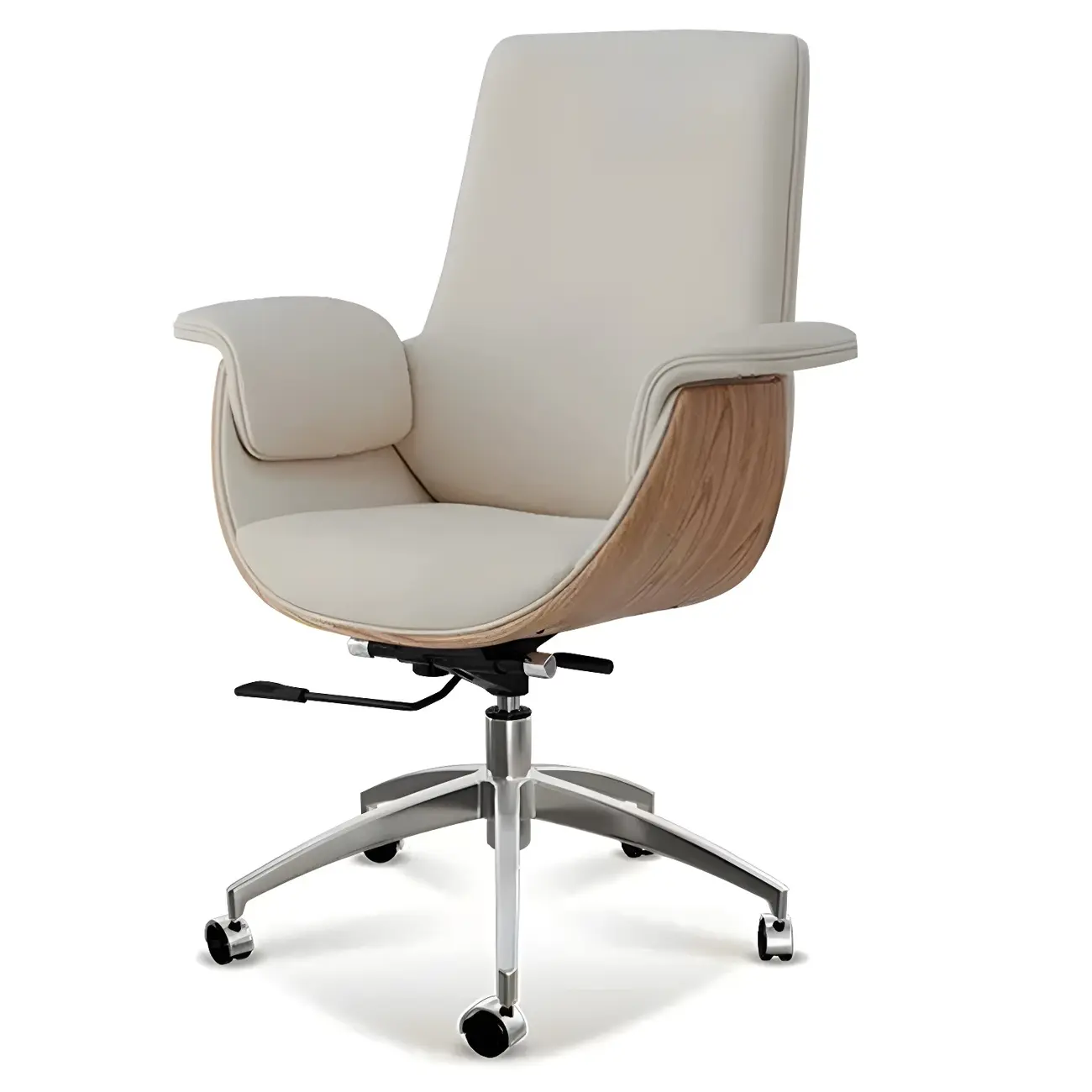 Swivel Armrest Upholstered Full Back Adjustable Office Chair Image - 11 | homeyfad