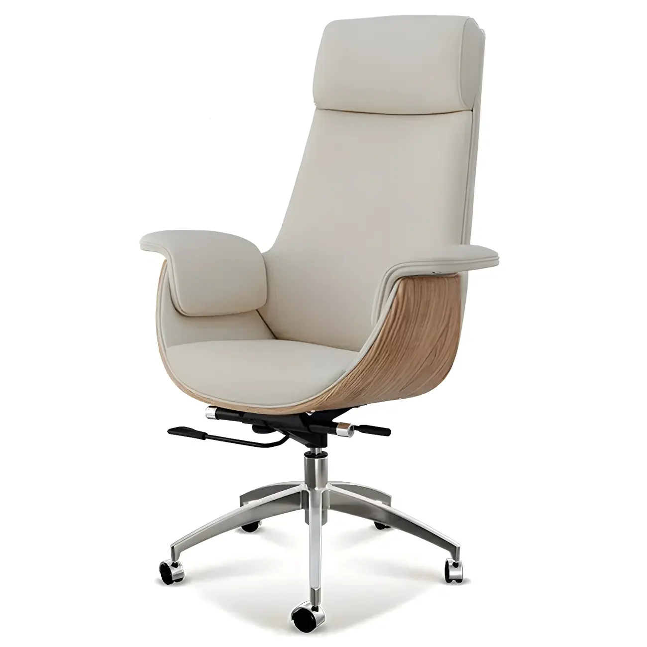 Swivel Armrest Upholstered Full Back Adjustable Office Chair Image - 11 | homeyfad