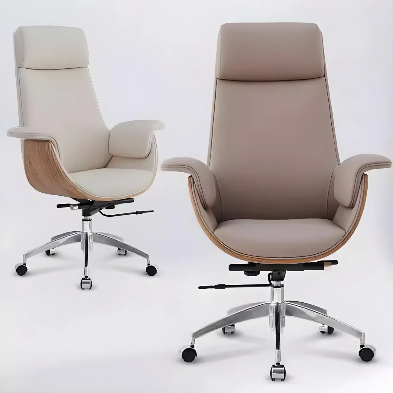 Swivel Armrest Upholstered Full Back Adjustable Office Chair Image - 16