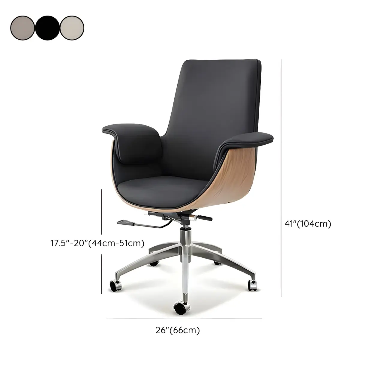 Swivel Armrest Upholstered Full Back Adjustable Office Chair Image - 18 | homeyfad