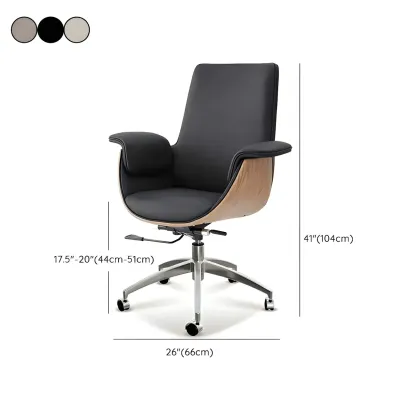 Swivel Armrest Upholstered Full Back Adjustable Office Chair Image - 18