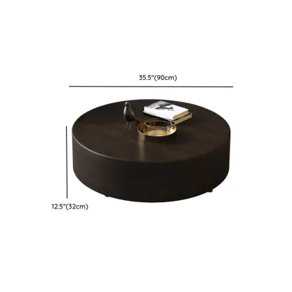 Brown Round Scandinavian Wood Coffee Table with Storage #size