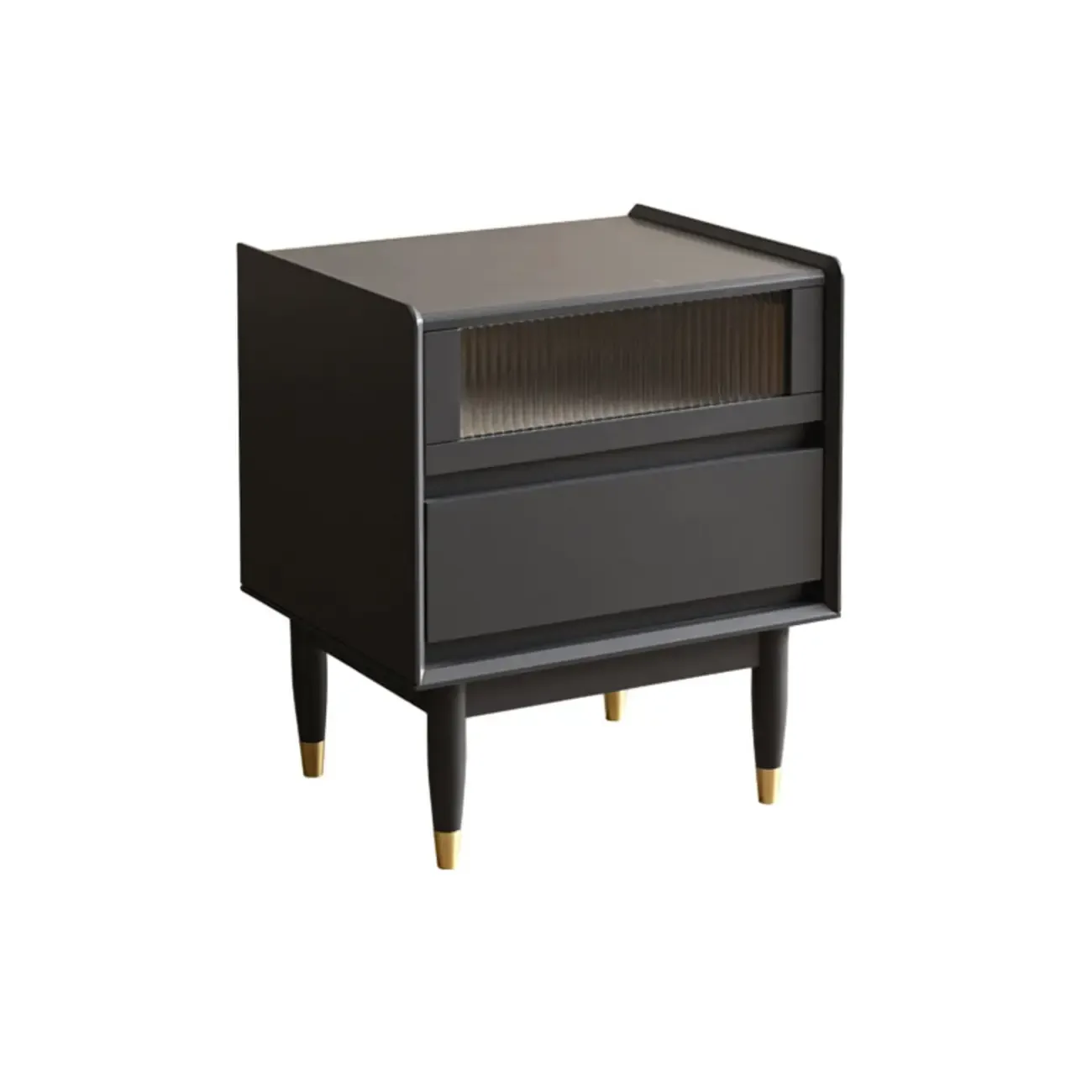 Narrow Black Wood Drawer Storage Bedroom Nightstand Image - 5