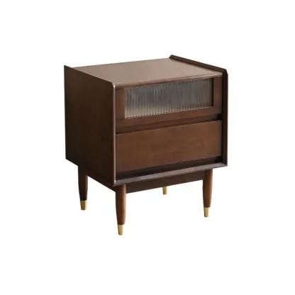 Narrow Black Wood Drawer Storage Bedroom Nightstand Image - 6