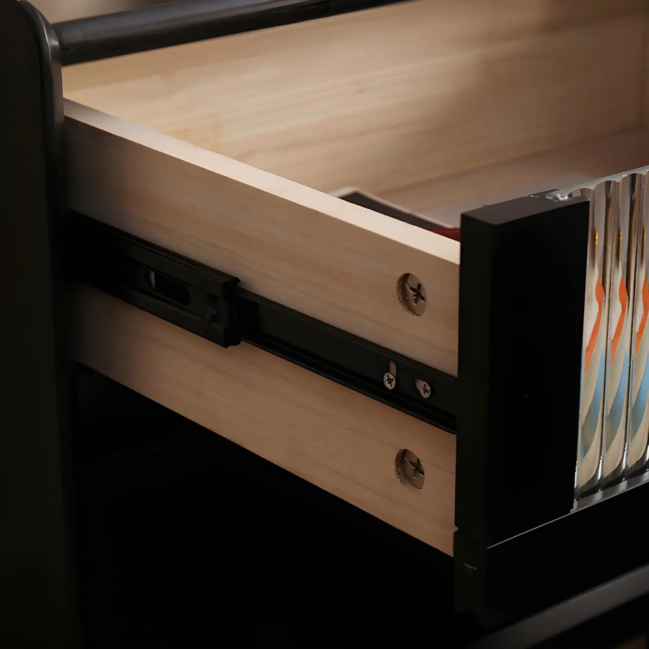 Narrow Black Wood Drawer Storage Bedroom Nightstand Image - 8 | homeyfad