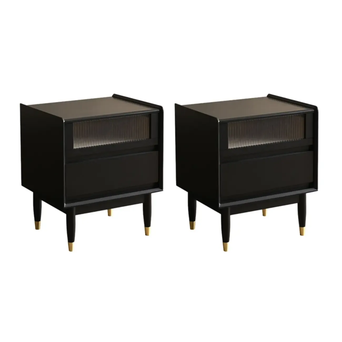 Narrow Black Wood Drawer Storage Bedroom Nightstand Image - 9