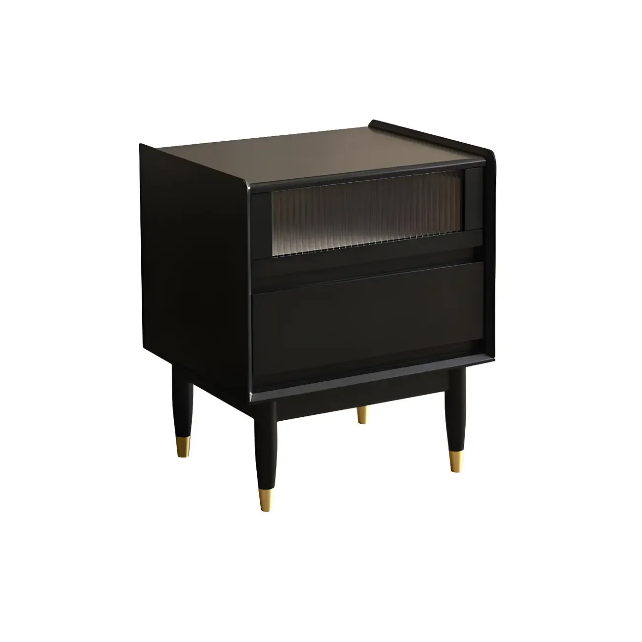 Narrow Black Wood Drawer Storage Bedroom Nightstand Image - 10