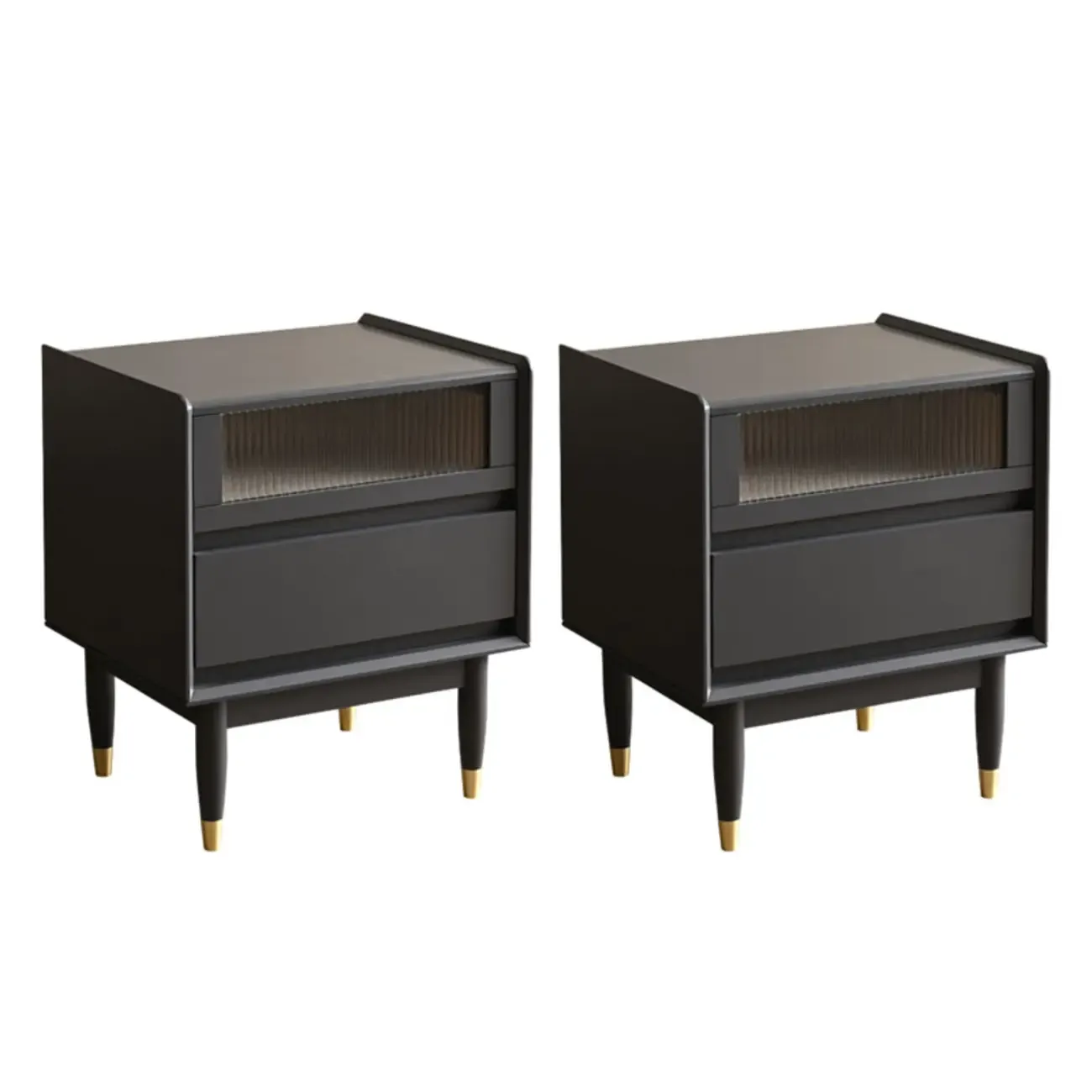 Narrow Black Wood Drawer Storage Bedroom Nightstand Image - 15