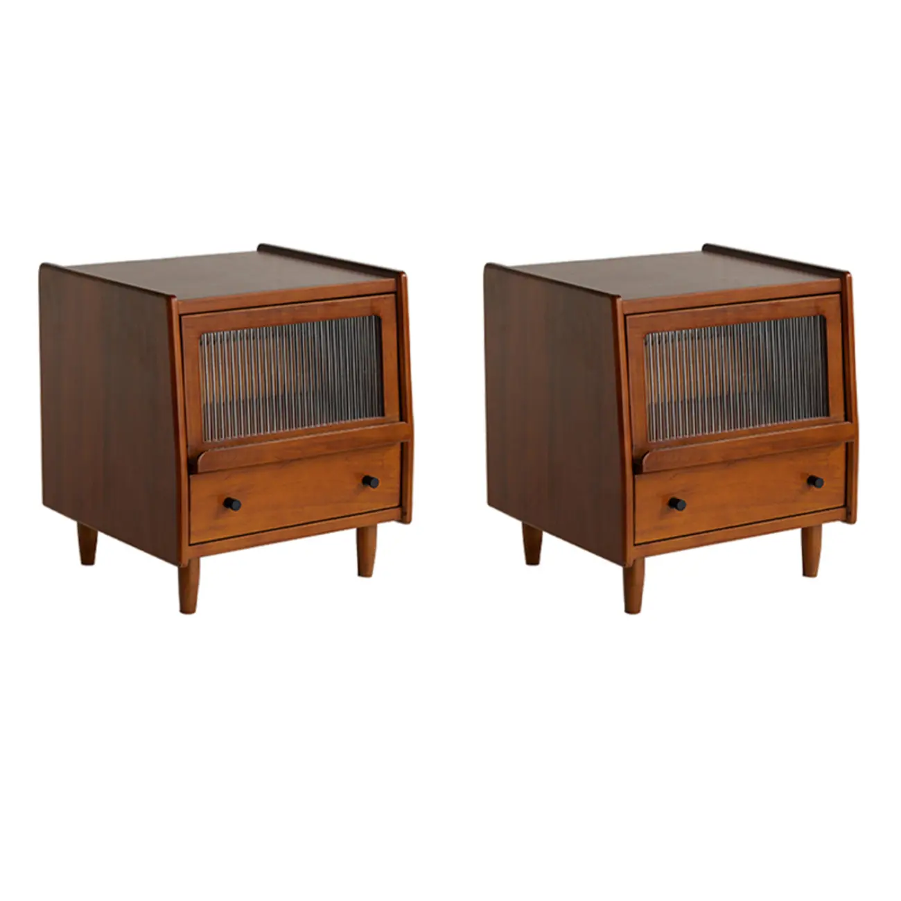 Compact Brown Solid Wood Bedside Storage Nightstand Image - 7 | homeyfad