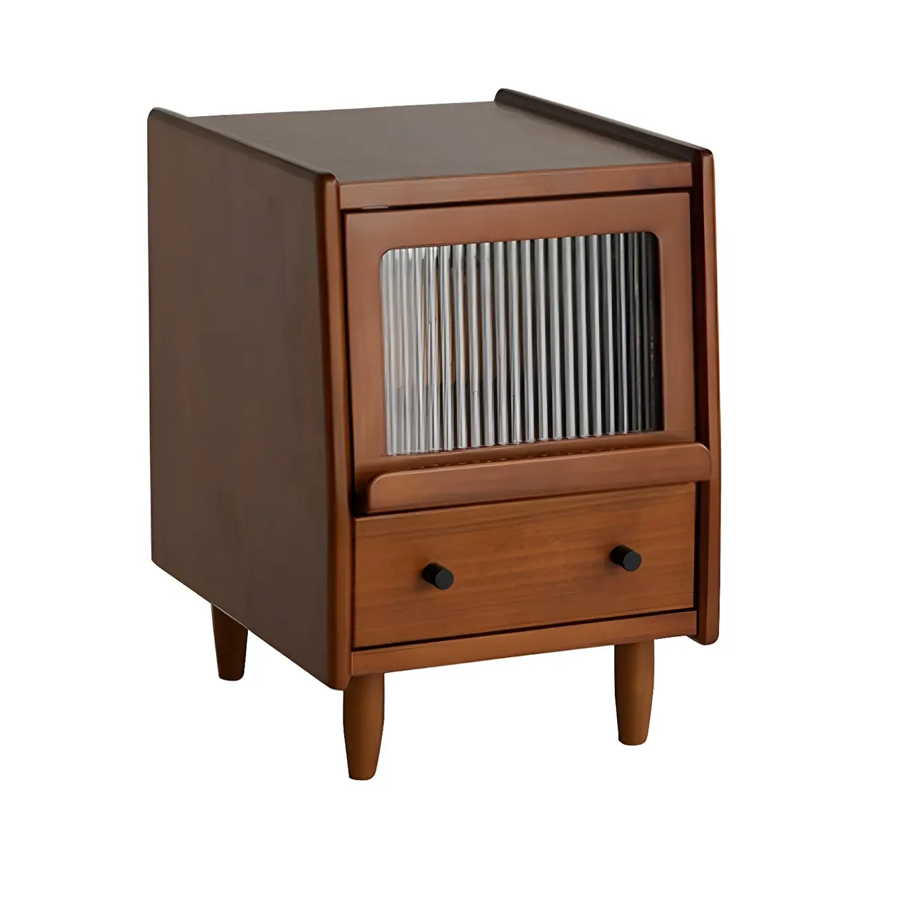 Compact Brown Solid Wood Bedside Storage Nightstand Image - 10 | homeyfad