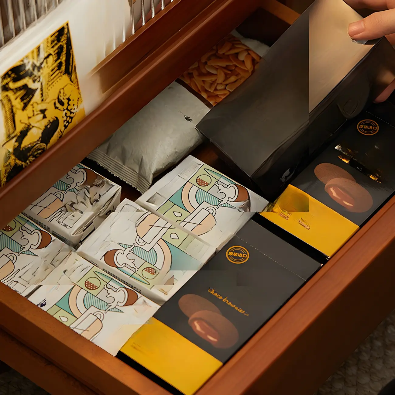 Compact Brown Solid Wood Bedside Storage Nightstand Image - 4 | homeyfad