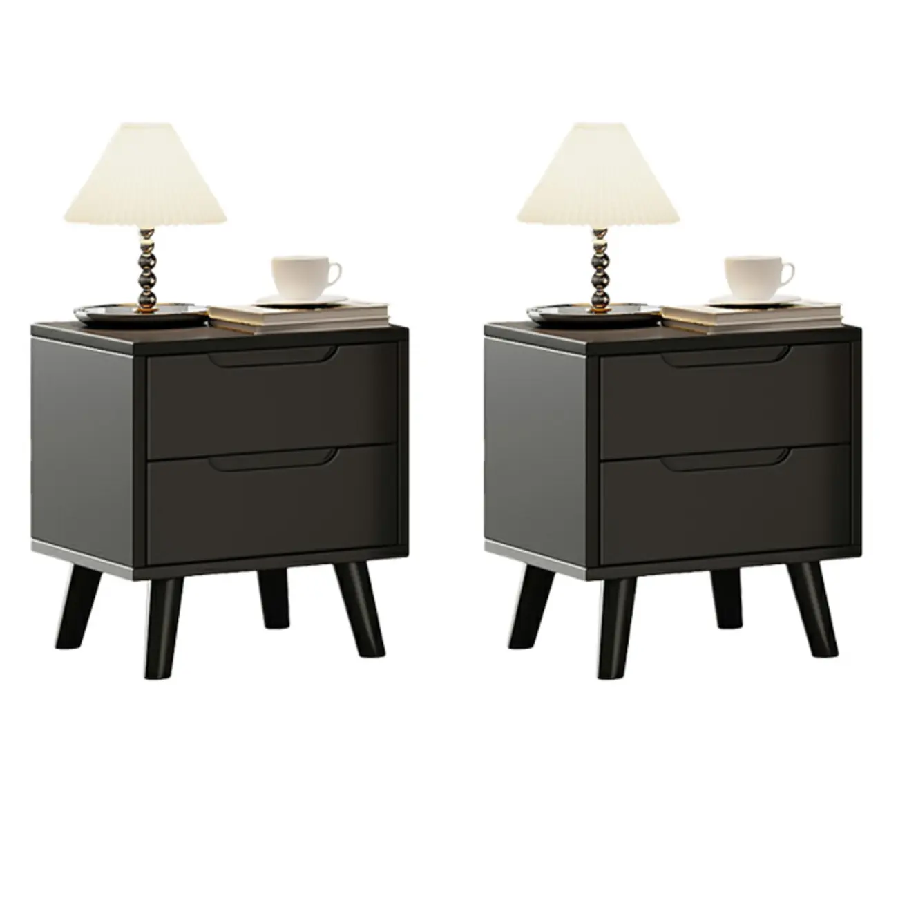 Narrow Black Wooden Drawer Storage Bedroom Nightstand Image - 6 | homeyfad