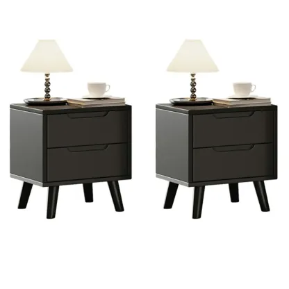 Narrow Black Wooden Drawer Storage Bedroom Nightstand Image - 6
