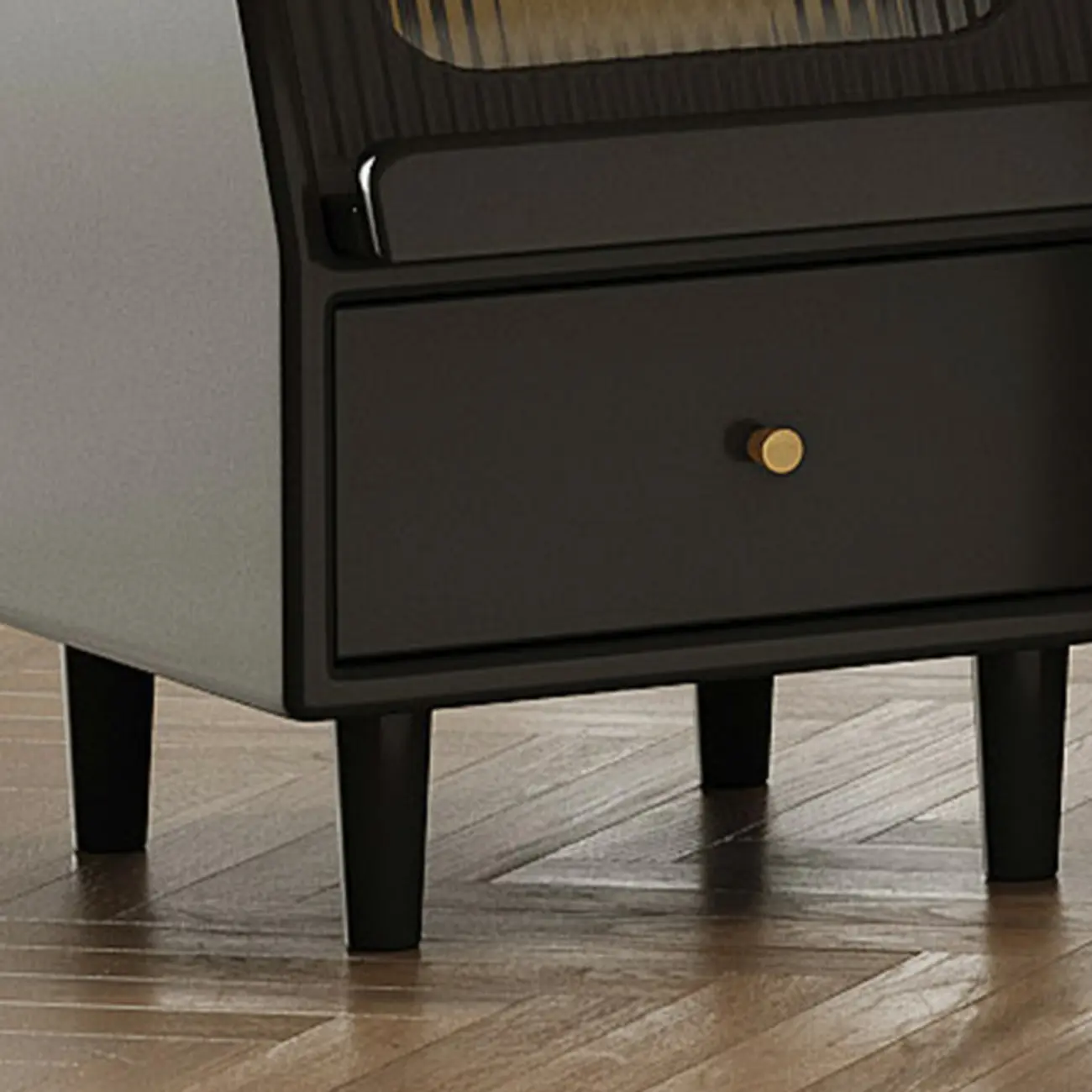 Narrow Black Wooden Drawer Storage Bedroom Nightstand Image - 13 | homeyfad