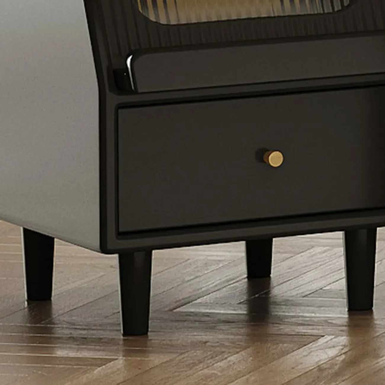 Narrow Black Wooden Drawer Storage Bedroom Nightstand Image - 13