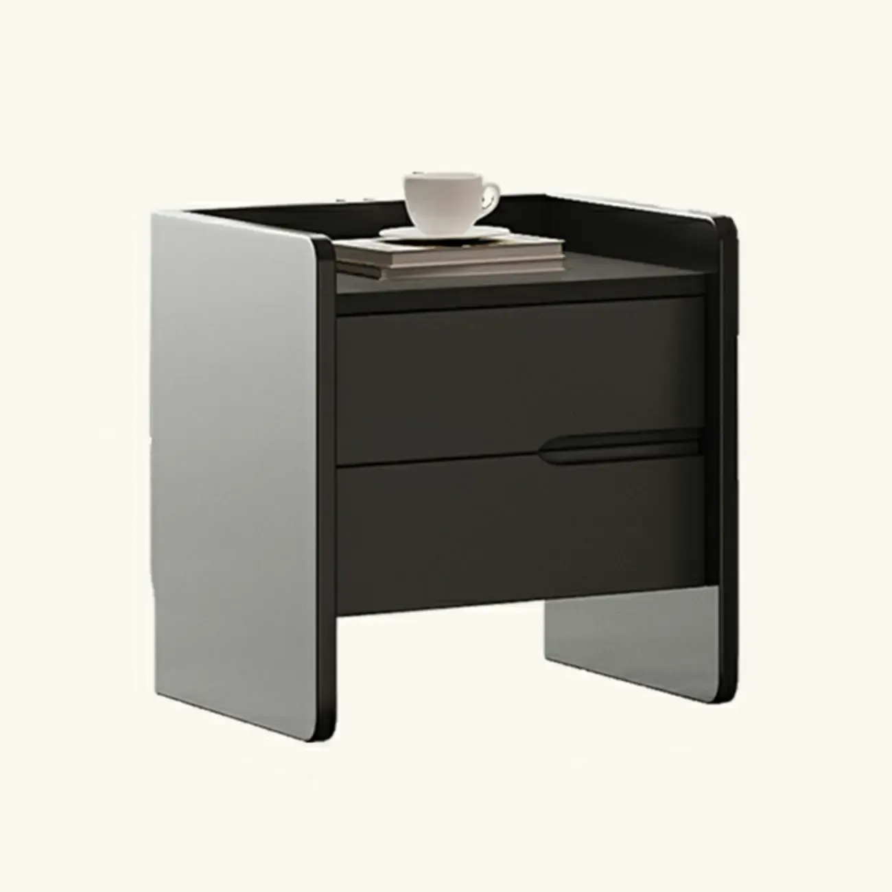 Narrow Black Wooden Drawer Storage Bedroom Nightstand Image - 16