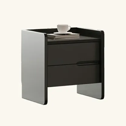 Narrow Black Wooden Drawer Storage Bedroom Nightstand Image - 16