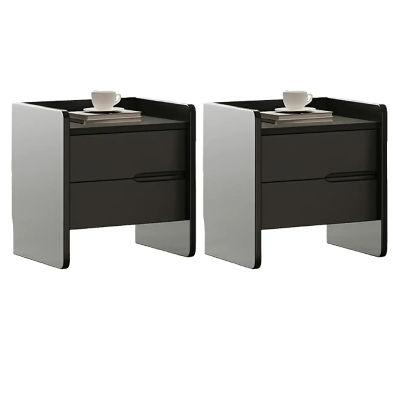 Narrow Black Wooden Drawer Storage Bedroom Nightstand Image - 17