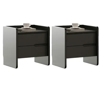 Narrow Black Wooden Drawer Storage Bedroom Nightstand Image - 17