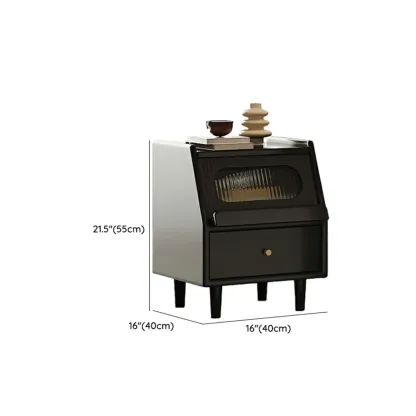 Narrow Black Wooden Drawer Storage Bedroom Nightstand #size