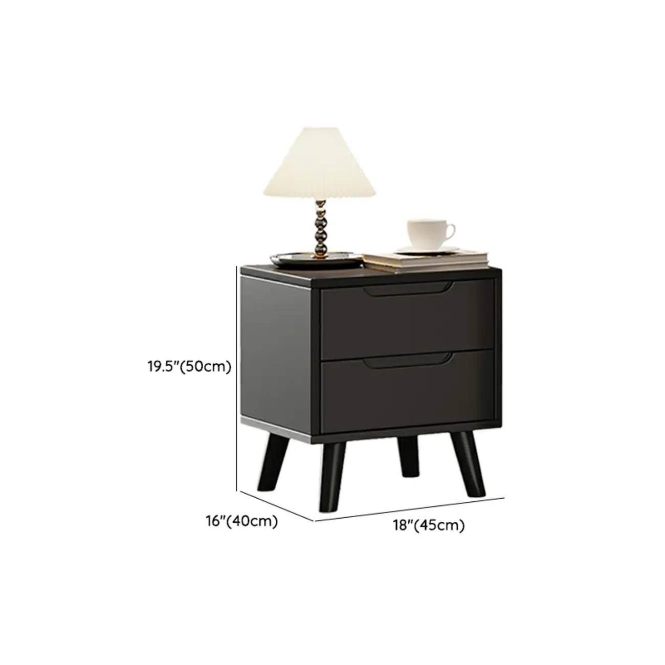 Narrow Black Wooden Drawer Storage Bedroom Nightstand Image - 20 | homeyfad