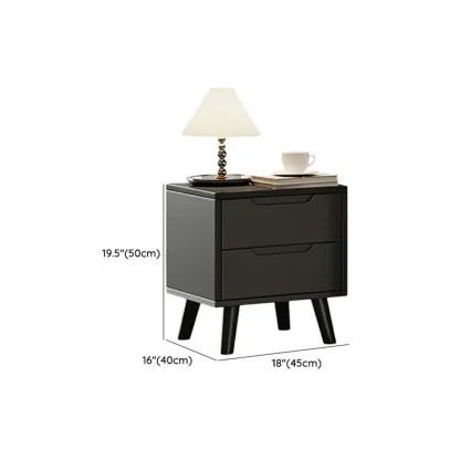 Narrow Black Wooden Drawer Storage Bedroom Nightstand Image - 20