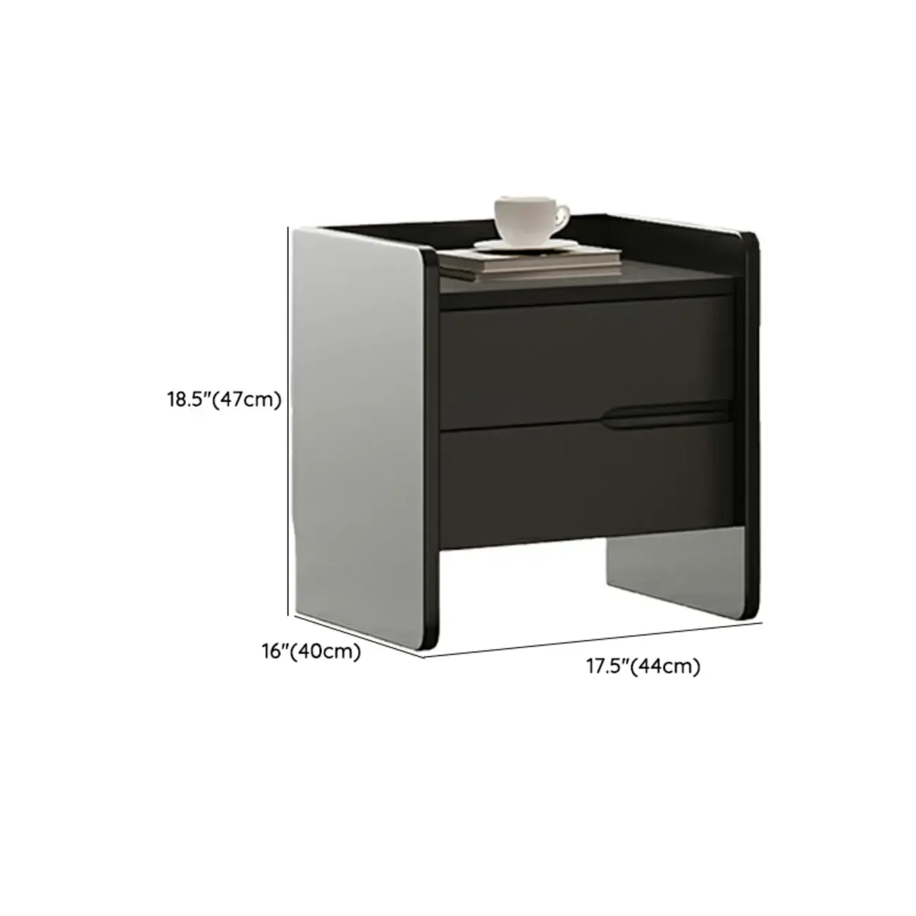 Narrow Black Wooden Drawer Storage Bedroom Nightstand Image - 21